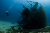 The stern of shipwreck Kira Eleni.