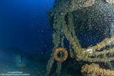 A lifejacket with the name of the ship on it is still in the wreck.